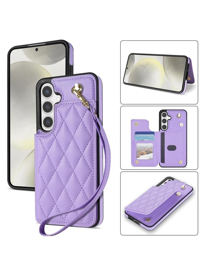 S-TOP Case For Samsung Galaxy S24 FE 5G Rhombic Dual Buckle Card Slots Phone Case with Lanyard - Image 1