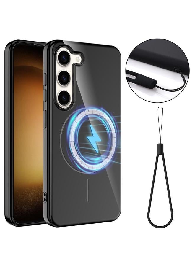 S-TOP Case For Samsung Galaxy S23 5G Glossy TPU Shockproof MagSafe Phone Case with Lanyard - Image 1