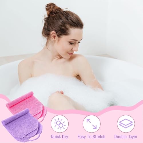Prostuff.in® 1Pcs of Stretchable Exfoliating Back Scrubber with Handle Body Cleaning Safe Exfoliation Deep Cleans Extended Length Back Washers Scrubbers with Pull Strap for Women man - Image 2