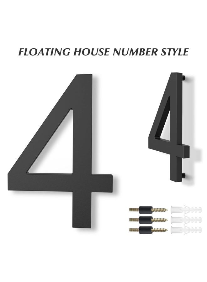 DEWEL 8 inch Floating Large House Numbers for Outside, Black Modern House Address Numbers Decor for 911 Visibility Signage with Nail Kits (House Number 4) - Image 5