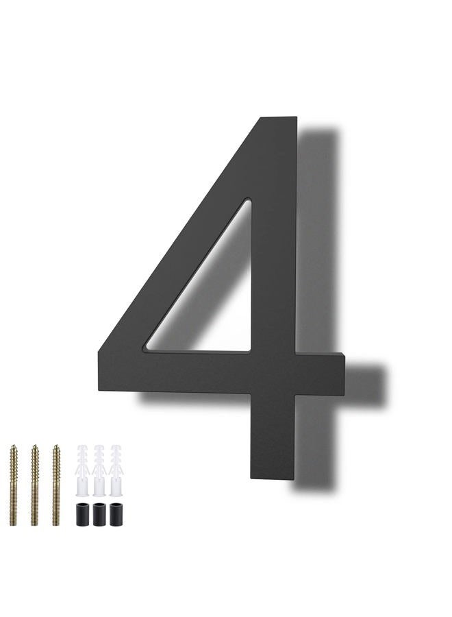DEWEL 8 inch Floating Large House Numbers for Outside, Black Modern House Address Numbers Decor for 911 Visibility Signage with Nail Kits (House Number 4) - Image 1