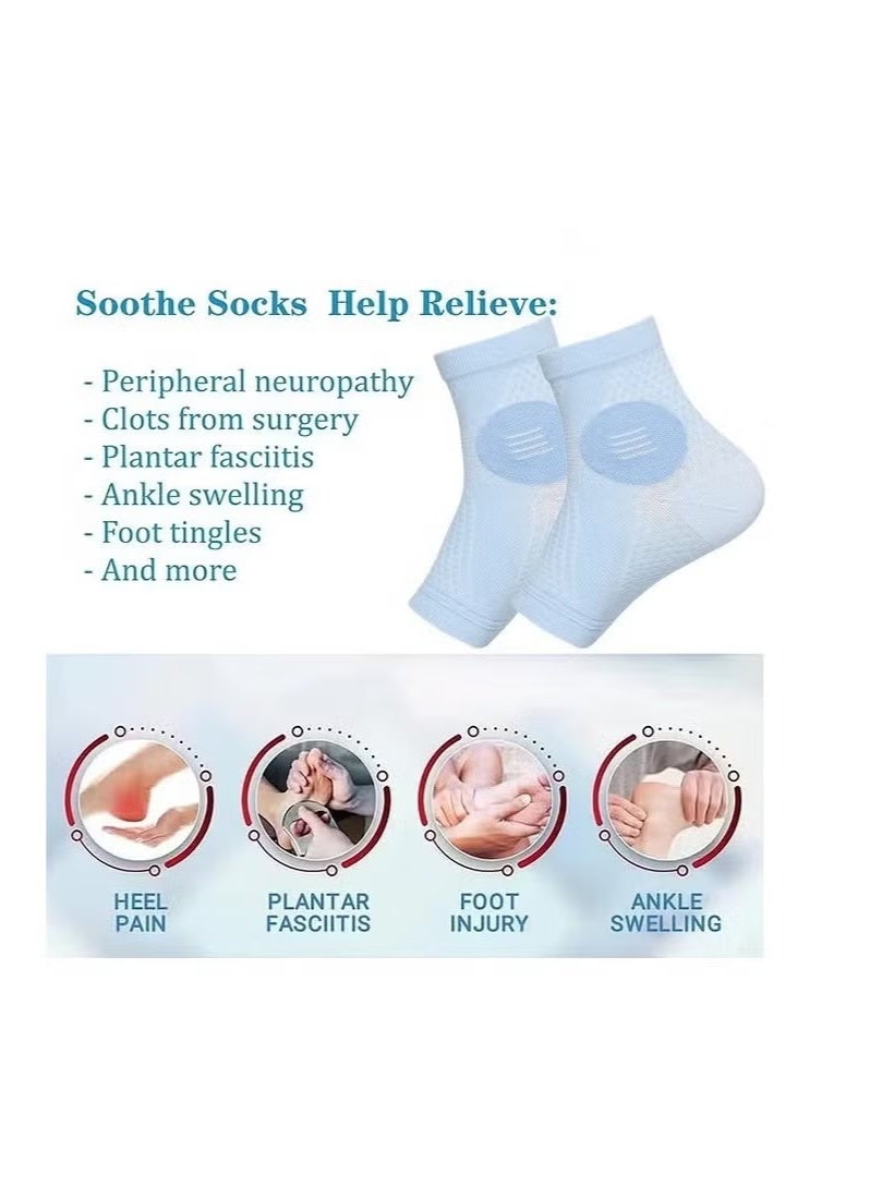 جيفت زوجان من جوارب علاج الاعتلال العصبي للرجال والنساء، جوارب لتخفيف آلام الاعتلال العصبي للنساء، جوارب التهاب اللفافة الأخمصية، جوارب ضاغطة مضادة للتعب لدعم القدم (أزرق) - Image 4