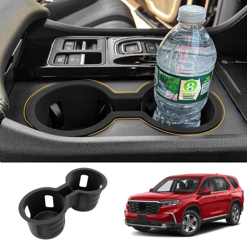Maxzina Cup Holder Compatible with 2023-2025 Honda Pilot Car Center Console Cup Holder Silicone Insert Storage Box Interior Armrest Organizer for 2024 2025 Honda Ridgeline&Passport Accessories (Black) - Image 1