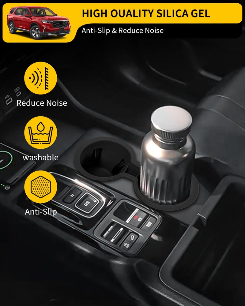 Maxzina Cup Holder Compatible with 2023-2025 Honda Pilot Car Center Console Cup Holder Silicone Insert Storage Box Interior Armrest Organizer for 2024 2025 Honda Ridgeline&Passport Accessories (Black) - Image 3
