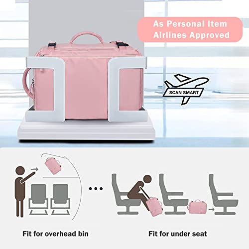 Hanples Carry on Travel Backpack for Women, Large 35L Personal Item Luggage Backpack,17 inch Laptop Backpack TSA Flight Approved, Travel Essentials Casual Daypack with 2 Toiletry Bags (Pink) - Image 3