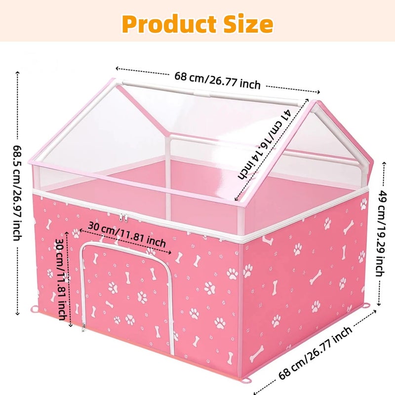 THINMUHAND Cat Playpen, Puppy Playpen Small Dog Pet Crate Tent Cage Indoor & Outdoor, Cat House Enclosure Kennel Dogs/Cats/Rabbits/Hamster (Pink) - Image 2