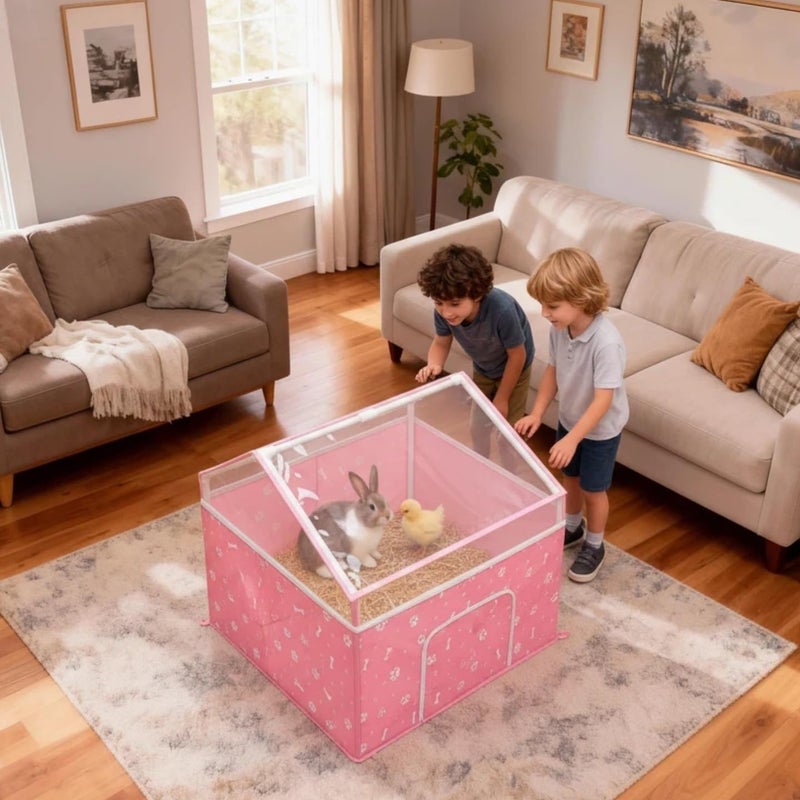THINMUHAND Cat Playpen, Puppy Playpen Small Dog Pet Crate Tent Cage Indoor & Outdoor, Cat House Enclosure Kennel Dogs/Cats/Rabbits/Hamster (Pink) - Image 5
