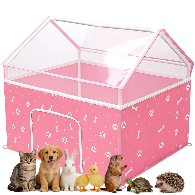 THINMUHAND Cat Playpen, Puppy Playpen Small Dog Pet Crate Tent Cage Indoor & Outdoor, Cat House Enclosure Kennel Dogs/Cats/Rabbits/Hamster (Pink) - Image 1