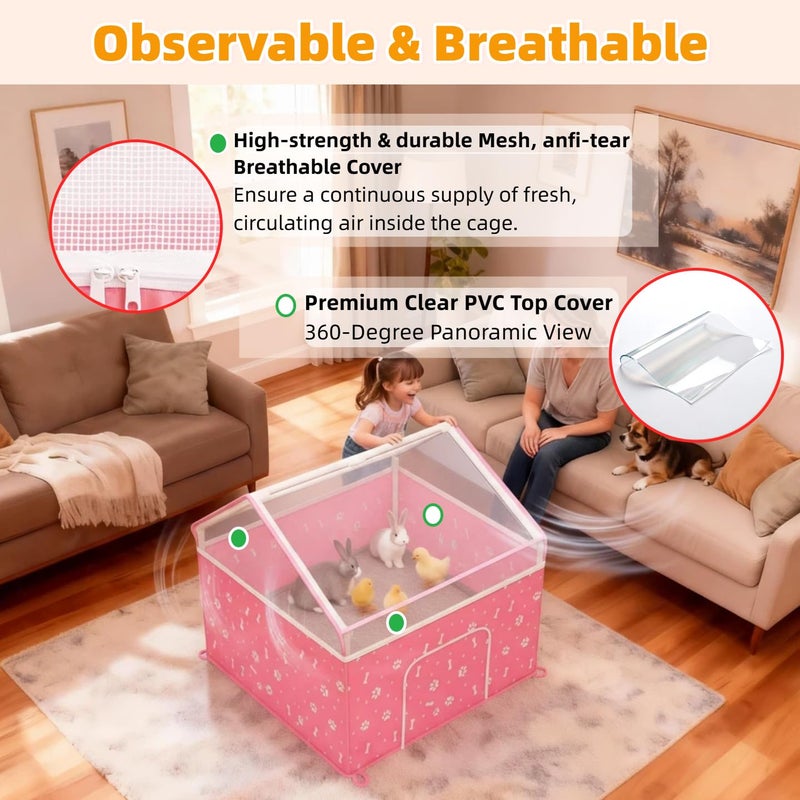 THINMUHAND Cat Playpen, Puppy Playpen Small Dog Pet Crate Tent Cage Indoor & Outdoor, Cat House Enclosure Kennel Dogs/Cats/Rabbits/Hamster (Pink) - Image 3