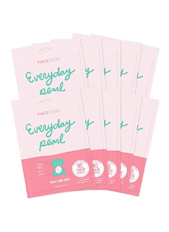 FACETORY Everyday Pearl Radiance Boosting Mask With No Harsh Chemicals Soft Formfitting Face Mask For All Skin Types Strengthening Balancing And Illuminating (Pack Of 10)  - Image 1
