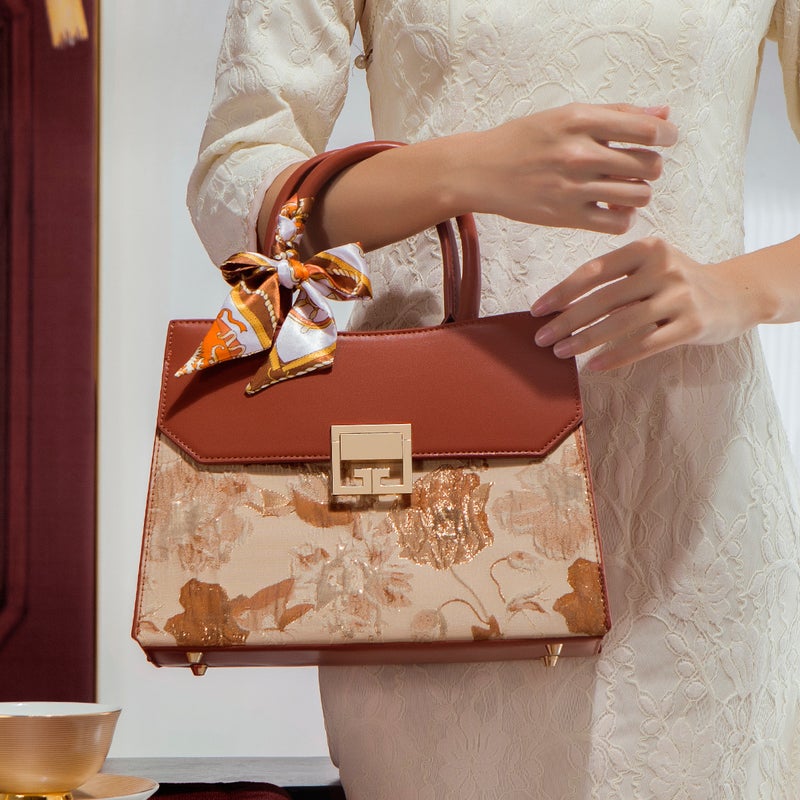 Vintage New Chinese Jacquard Bag Women'S 2023 New Niche Middle-Aged Mother'S Bag Atmospheric Handbag Gift - Image 3
