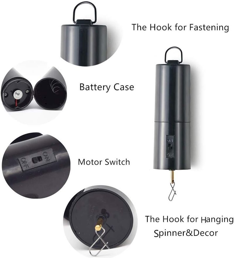 FENELY Wind Spinner Motor Battery Operated for Hanging Display Yard Black Wind Spinners Outdoor Sculptures - Load Capacity of 4 Pounds - Image 3
