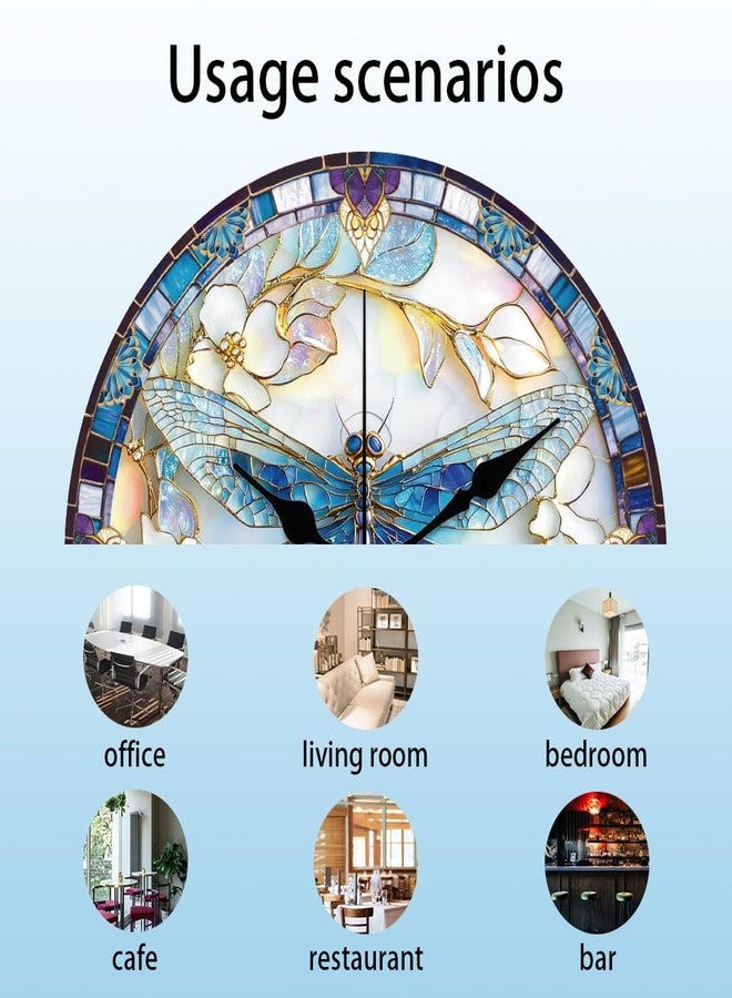 CHGCRAFT Dragonfly Wall Clock Non-Ticking Clock 12 Inch Round Decorative Clocks Printed Wall Clocks for Home Office Decoration - Image 3