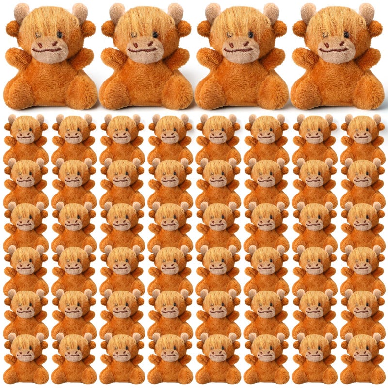 Shappy 50 Pcs Mini Highland Cow Animal Toys 2.36 Inch Small Highland Cattle Stuffed Animals Bulk Cute Tiny Plushies for Birthday Gift Party Carnival Prize - Image 1