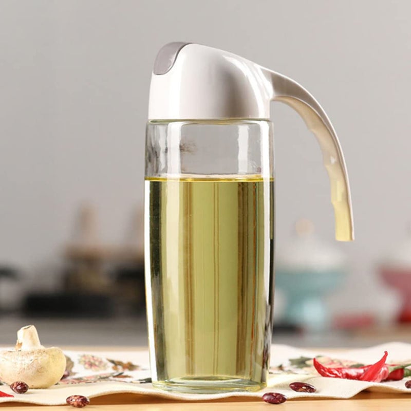 Cazuela Auto Flip Olive Oil Glass Bottle Leak Proof Condiment Container with Automatic Cap and Stopper Glass Bottles for Kitchen Cooking Transparent 600 ML - Image 2