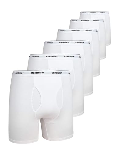Comfneat Men's 6-Pack Boxer Briefs Soft Breatheable Underwear S-XXL Open Fly (Black+Grey Melange Pack-6, M) - Image 1
