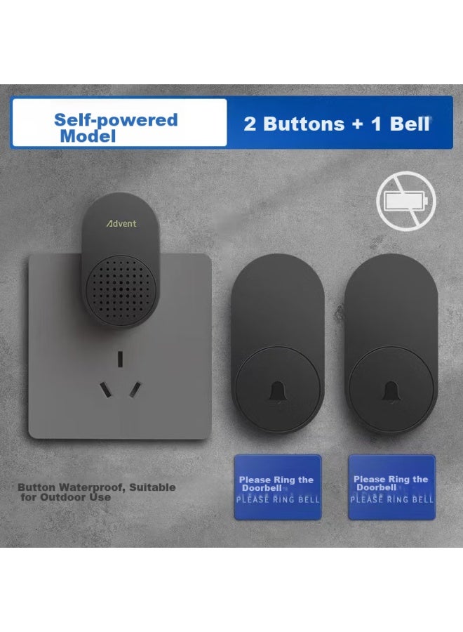Advent Fl-2 Self-powered Wireless Doorbell, Battery-free, Home Call System, Two Buttons, One Combination - Image 1