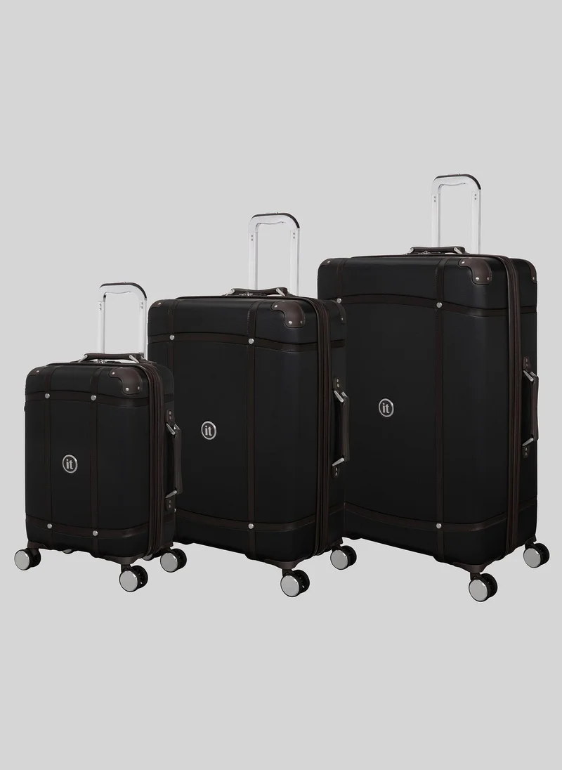 Matalan IT Luggage Black Trunk Hard Suitcase