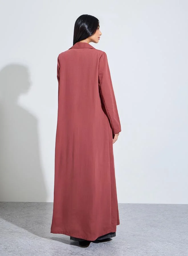 Amirah  Rust Front Open Abaya with Blazer Collar for Women | Best Price UAE