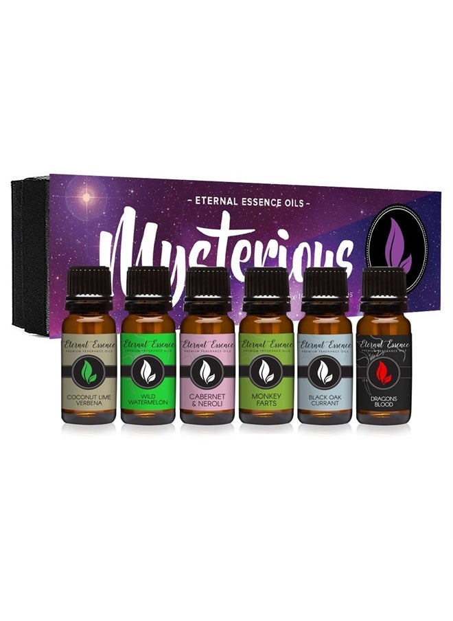 Eternal Essence Oils - Mysterious Gift Set of 6 Premium Fragrance Oils - Coconut Lime Verbena, Cabernet & Neroli, Dragons Blood, Wild Watermelon, Monkey Farts, Black Oak Currant - Eternal Essence Oils - Image 1