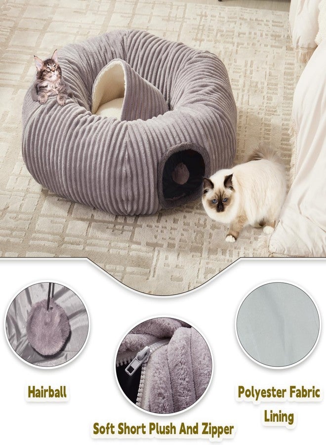 WINDRACING Large Cat Tunnel Bed for Indoor Cats,Cat Donut Tunnel Toy with Washable Circle Cushion,Blackout Tent, Multifunctional Playground Toys Hideplace for Kitty, Kitten, Rabbit,Ferret - Image 3