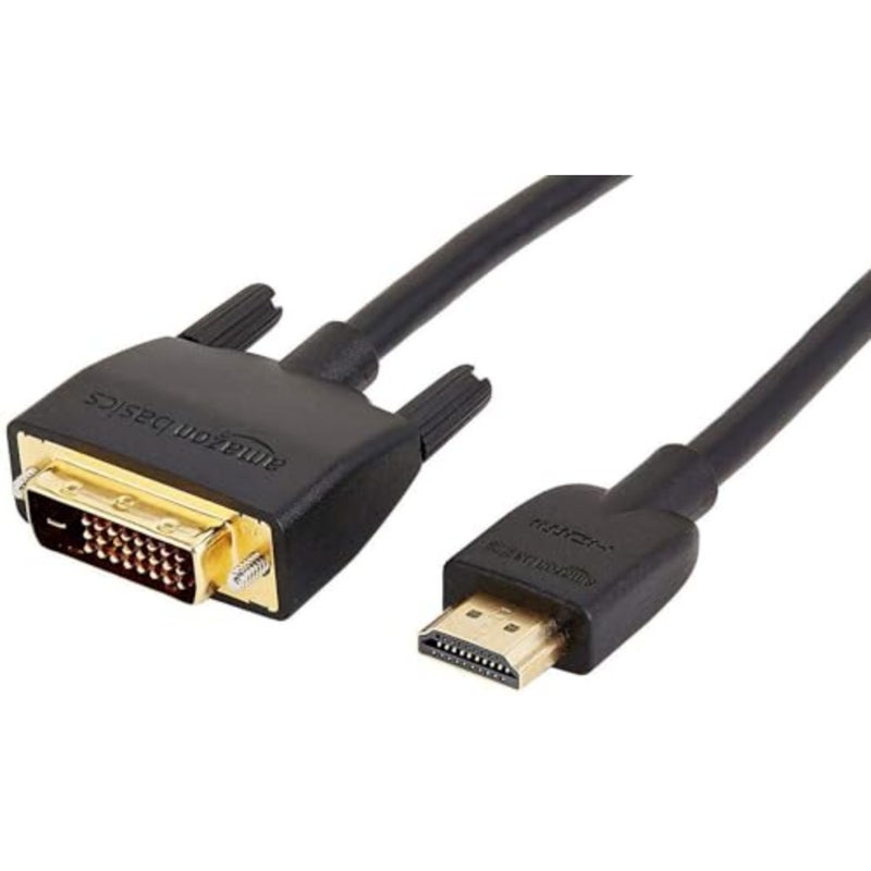 كابل محول HDMI إلى DVI، ثنائي الاتجاه 1080 بكسل، مطلي بالذهب، أسود، 6 أقدام 2 متر، حزمة واحدة - Image 1