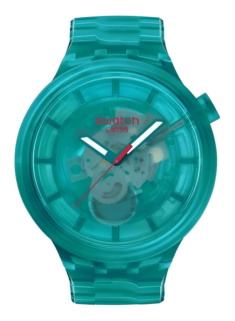 Swatch ساعة كوارتز تناظرية للجنسين باللون التركوازي JOY - Image 1