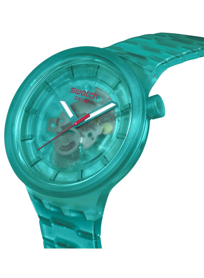 Swatch ساعة كوارتز تناظرية للجنسين باللون التركوازي JOY - Image 2