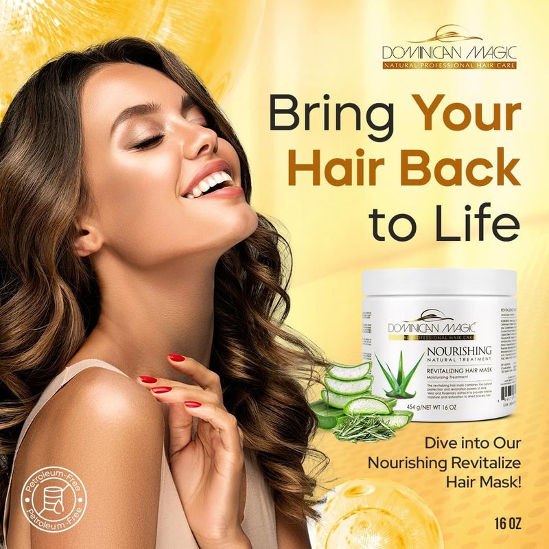 Dominican Magic Nourishing Revitalizing Hair Mask - 16oz Jar for Intense Moisture and Restoration - Image 2
