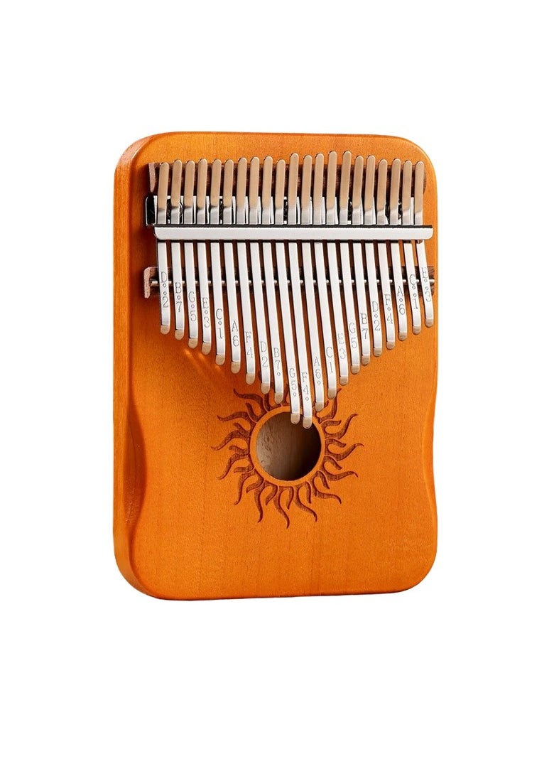 Generic Kalimba Finger Piano, Wood Kalimba Instrument With Metal Keys, Portable Thumb Piano Keyboard Musical Instrument, Handheld Mini Keyboard Piano For Beginners, (1pc, 21 Keys Yellow)  - Image 1