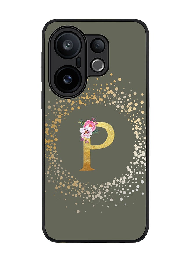 Stylizedd For vivo X200 FE / S30 Pro mini Case,Slim fit Camera Protection, Shockproof Thin Phone cover  - Custom Monogram Floral - P  (Olive Green )