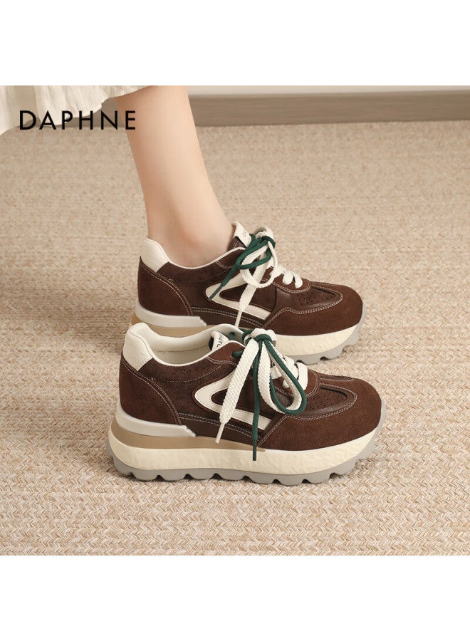 Daphne Trendy Dad Sneakers Women Thick Sole Height Increasing Comfortable Sports Casual Shoes Versatile Leg-lengthening Travel Shoes Brown Size 40 - Image 1