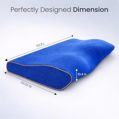 Sleepsia Cervical Pillow for Neck Pain & Shoulder Pain Relief | 1-Year Warranty| Orthopedic Memory Foam Pillow, Cervical Pillow, Spondylitis-Ortho Neck Support Medical Pillow - Blue - Image 2