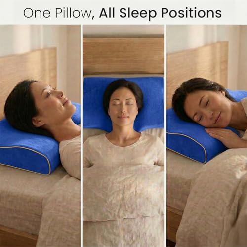 Sleepsia Cervical Pillow for Neck Pain & Shoulder Pain Relief | 1-Year Warranty| Orthopedic Memory Foam Pillow, Cervical Pillow, Spondylitis-Ortho Neck Support Medical Pillow - Blue - Image 4