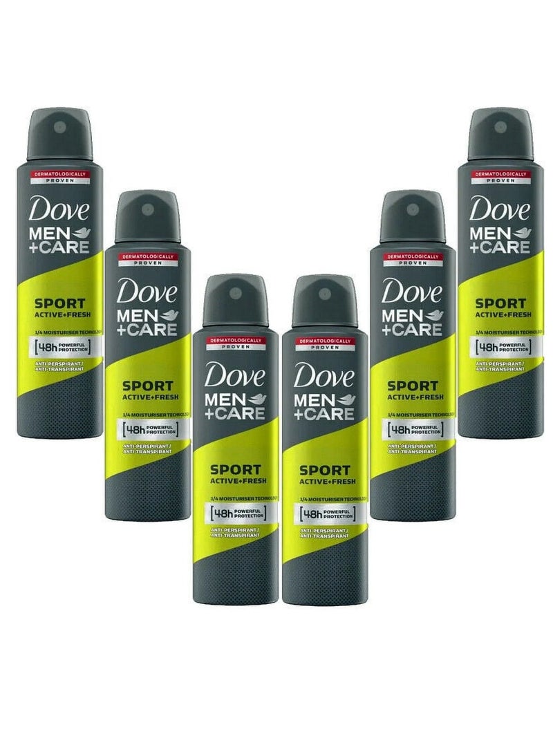 دوف بخاخ مزيل العرق للرجال بلس كير سبورت أكتيف آند فريش 150 مل (عبوة من 6 قطع) - Image 1