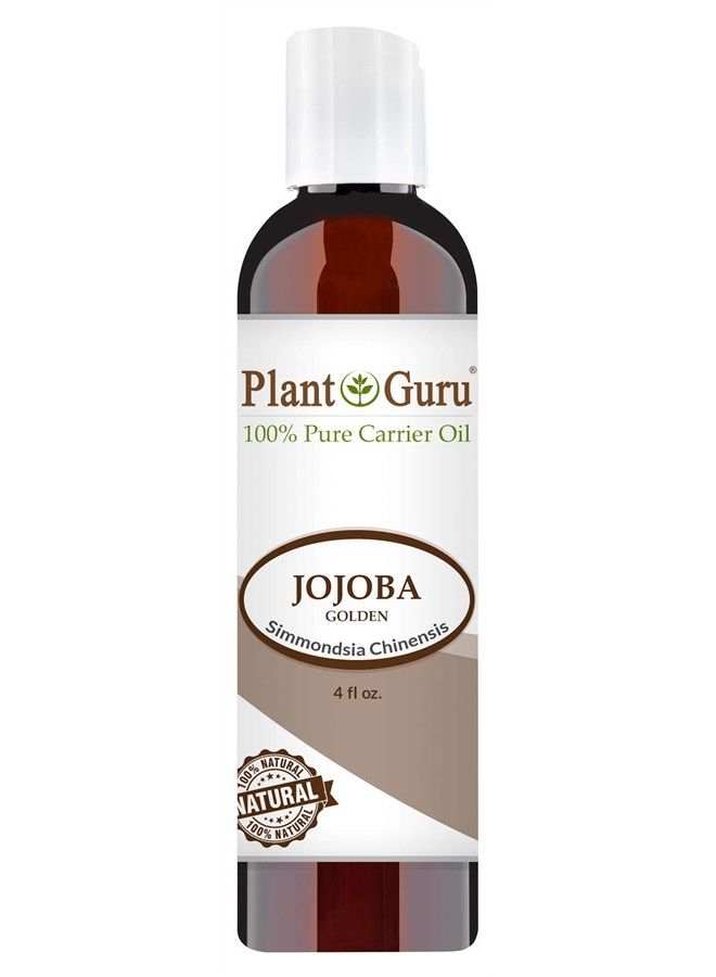 Plant Guru Jojoba Oil 4 oz Cold Pressed Carrier 100% Pure Natural For Skin, Body, Face, and Hair Growth Moisturizer. Great For Creams, Lotions, Lip balm and Soap Making