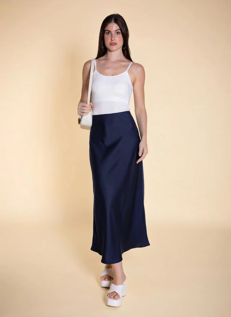 SHAPES MIDI SATIN SKIRT