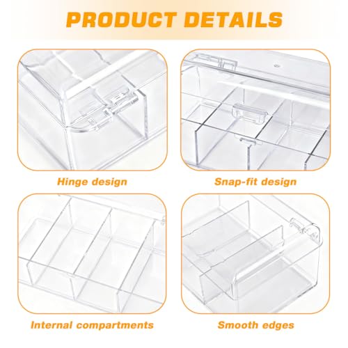 MAYCREATE® Hair Accessories Organizer for Girls Acrylic Hair Bow Tie Clip Scrunchie Holder with Dividers Clear Stackable Storage Box for Bathroom, Bedroom, Vanity Countertop - Image 3