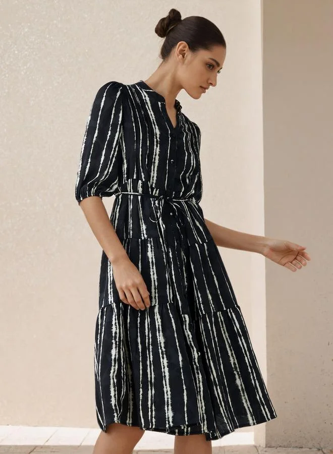 Splash FAV Printed Midi Women Dress with Pintuck Detail Viscose