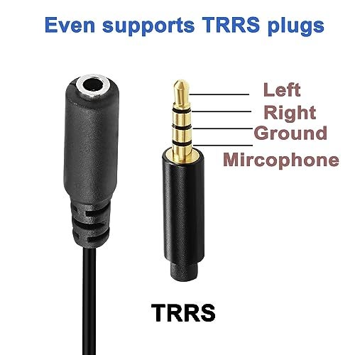 MEIRIYFA Micro USB Male to AUX 3.5mm Audio Cable Cord, 2 Pack 1/8" 4 Pole TRRS Female to Micro USB 5pin Male Adapter Right Angled for Headset Active Clip Mic Microphone - 15cm - Image 3