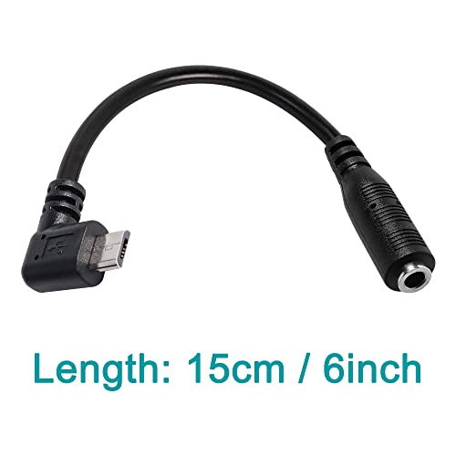 MEIRIYFA Micro USB Male to AUX 3.5mm Audio Cable Cord, 2 Pack 1/8" 4 Pole TRRS Female to Micro USB 5pin Male Adapter Right Angled for Headset Active Clip Mic Microphone - 15cm - Image 5