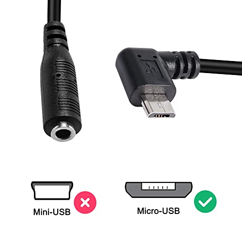 MEIRIYFA Micro USB Male to AUX 3.5mm Audio Cable Cord, 2 Pack 1/8" 4 Pole TRRS Female to Micro USB 5pin Male Adapter Right Angled for Headset Active Clip Mic Microphone - 15cm - Image 2