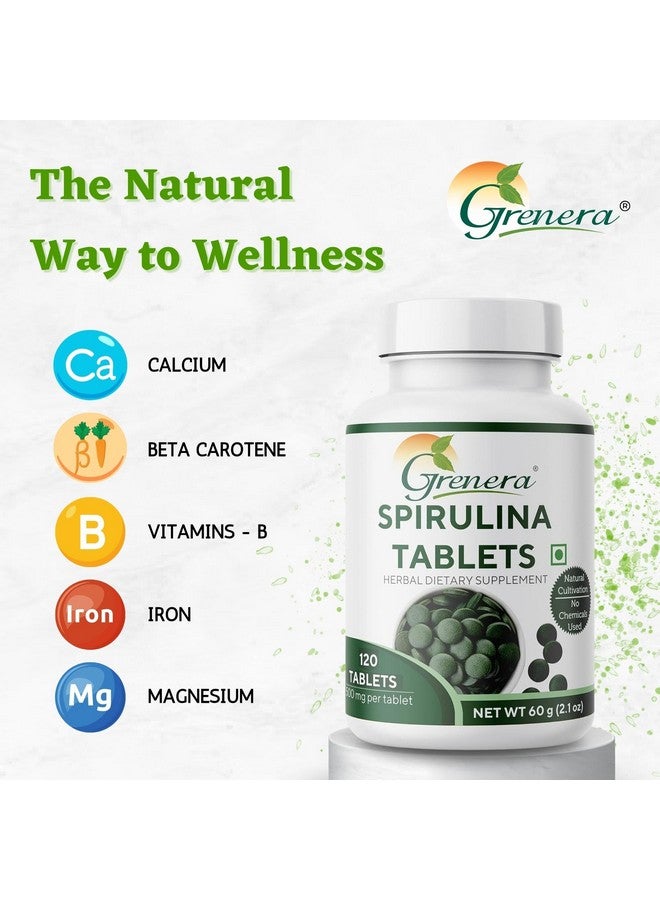 Grenera Spirulina Superfood Tablets 120 nos (1000 mg Per Serving) Pure, Natural Supplement - Image 2