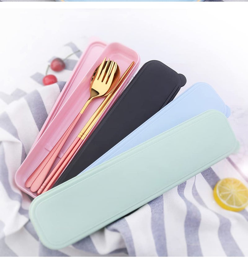 Iktu Premium Gold Plated 304 Stainless Steel Knife Fork Spoon Chopstick Set Flatware Dinnerware Cutlery Tableware Set (Pink) - Image 4