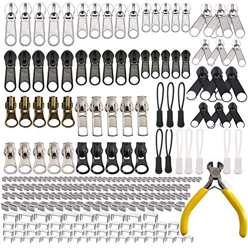 Meikeer 252Piece Zipper Repair Kit with Replacement Zippers and Pulls Universal Tools for Luggage Bags Jackets and Outdoor Gear