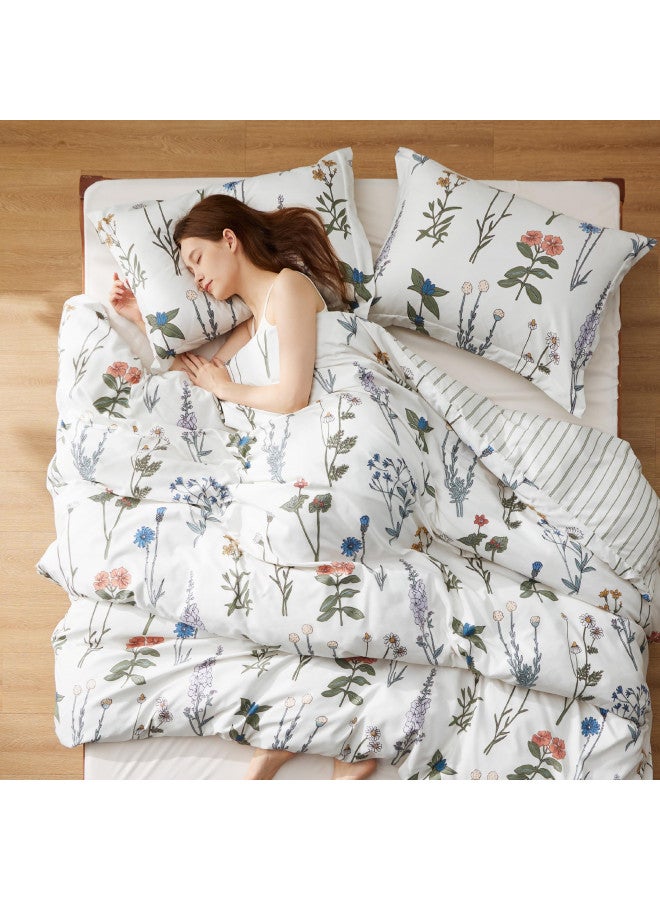 Bedsure Bedsure Comforter Set Queen Size - Floral Bedding Comforter Set, 3 Pieces, 1 Soft Comforter and 2 Pillow Shams  - Image 2
