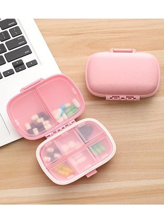 8 grids organizer container for tablets travel pill box with Seal ring Small box for tablets Wheat straw container for medicines (PINK)  - Image 1