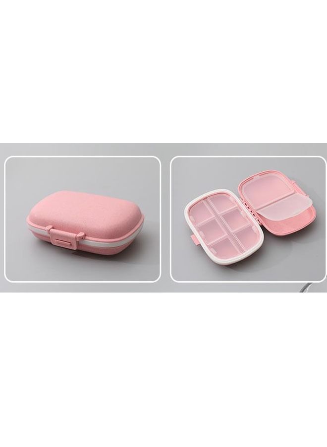 8 grids organizer container for tablets travel pill box with Seal ring Small box for tablets Wheat straw container for medicines (PINK)  - Image 2