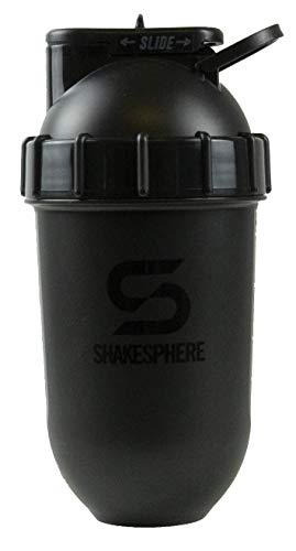 SHAKESPHERE Shaker Bottle - 24oz Leak-Proof Protein Shaker Bottle for Pre Workout, Smoothie and Powder Drink Mixes, No-Blade Mixer for Gym, BPA-Free, Easy Clean & Easy to Carry (Glossy Black) - Image 1