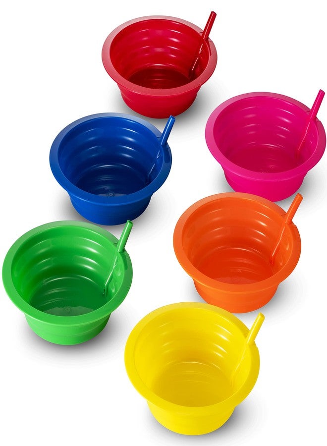 JoyServe Cereal Bowls with Straws for Kids - (Set of 6 - 20-Ounce Bowls) BPA-Free Plastic Reusable Built-In Straw Bowl for Kids, Children & Toddlers, Dishwasher and Microwave Safe, Includes 3 Cleaning Brushes - Image 4